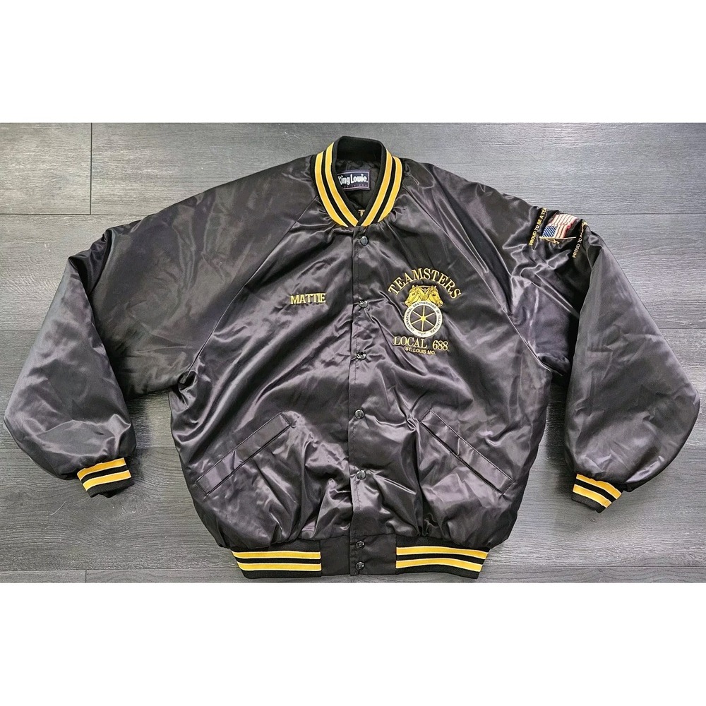VTG Teamsters Jacket Men 2XL Union Local 688 St Louis Mo Bomber King Louie Satin